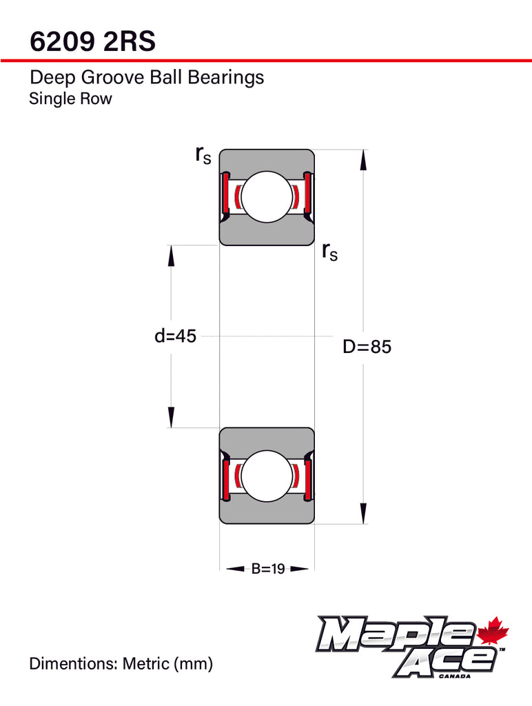 6209-2RS C3 Ball Bearing 45x85x19mm 6209 2RS Rubber Sealed