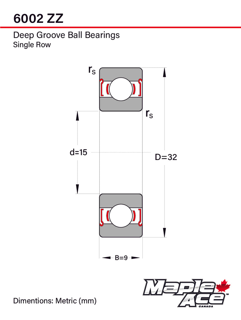 6002-ZZ Ball Bearing 15x32x9mm 6002 ZZ Metal Shielded