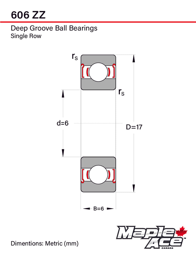 606-ZZ Ball Bearing 6x17x6mm 606 ZZ Metal Shielded