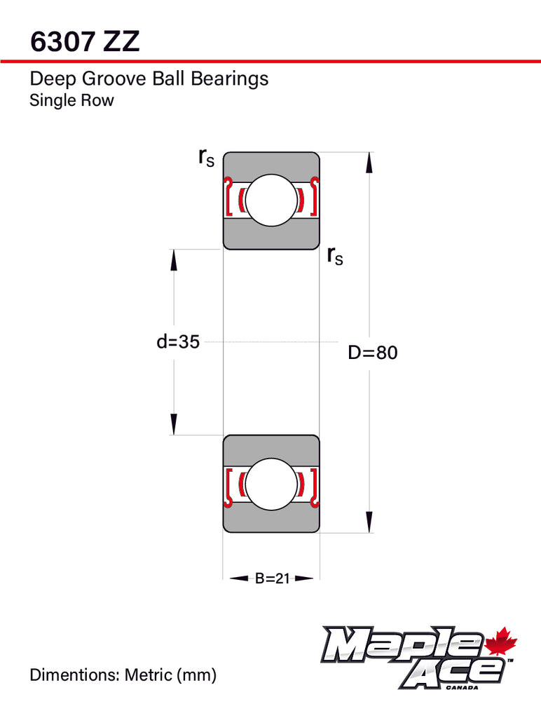 6307-ZZ Ball Bearing 35x80x21mm 6307 ZZ Metal Shielded