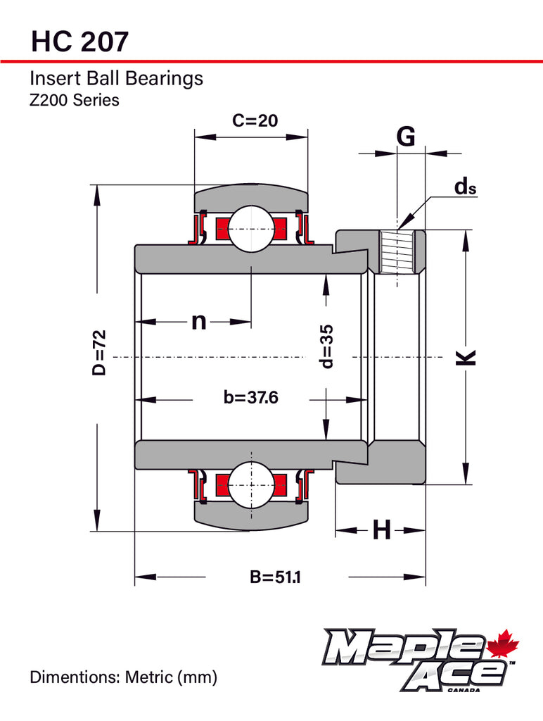 HC207, NA207 35mm Bore Insert Bearing Re-lube w/Eccentric Locking Collar