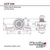 UCP209 Pillow Block Bearing 45mm Bore, 2-Bolt, Self-Aligning