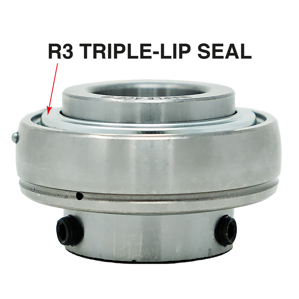 UC211-35 R3 Triple-Lip Seal Insert Bearing 2-3/16in Re-lube w/Set Screws