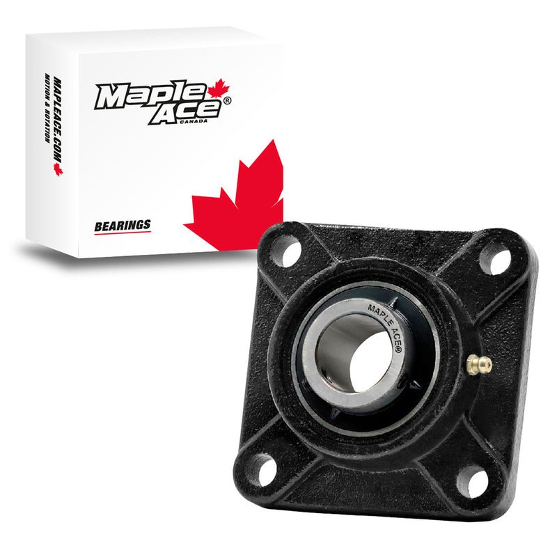 MAPLE ACE UCF205-16 Square Flange Bearing 1" Bore, 4-Bolt Self-Aligning, Solid Base, R3 Triple Lip Seal Heavy Duty (Qty 2