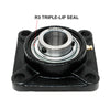 UCF212-36 Flange Bearing 2-1/4in Bore, 4-Bolt Self-Aligning, Solid Base, 3 Lips Seal