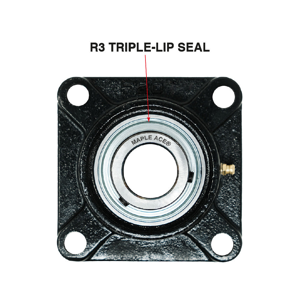 UCF207-20 R3 Triple-Lip Seal Flange Bearing 1-1/4in Bore 4-Bolt Solid