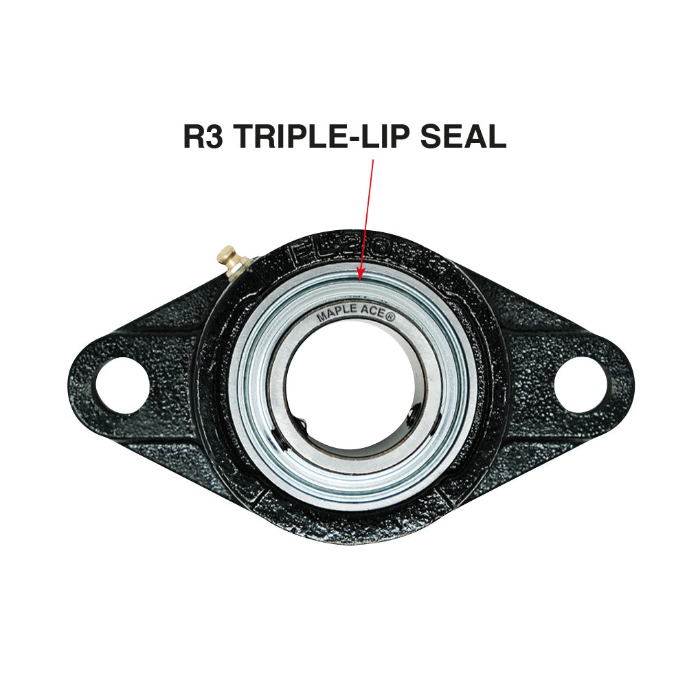 UCFL210-31 Flange Bearing 1-15/16in Bore, Oval 2-Bolt Self-Aligning, Solid Base, Triple Lip Seal