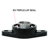 UCFL207-23 R3 Triple-Lip Seal Flange Bearing 1-7/16in Bore 2-Bolt Solid