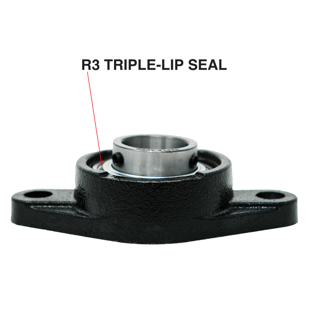 UCFL205 25mm Bore R3 Triple-Lip Seal Flange Bearing 2-Bolt Solid