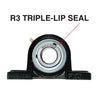 UCP212-39 R3 Triple-Lip Pillow Block Bearing 2-7/16in Bore 2-Bolt Solid