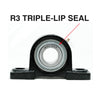 UCP207-20 R3 Triple-Lip Seal Pillow Block Bearing 1-1/4in Bore 2-Bolt Solid