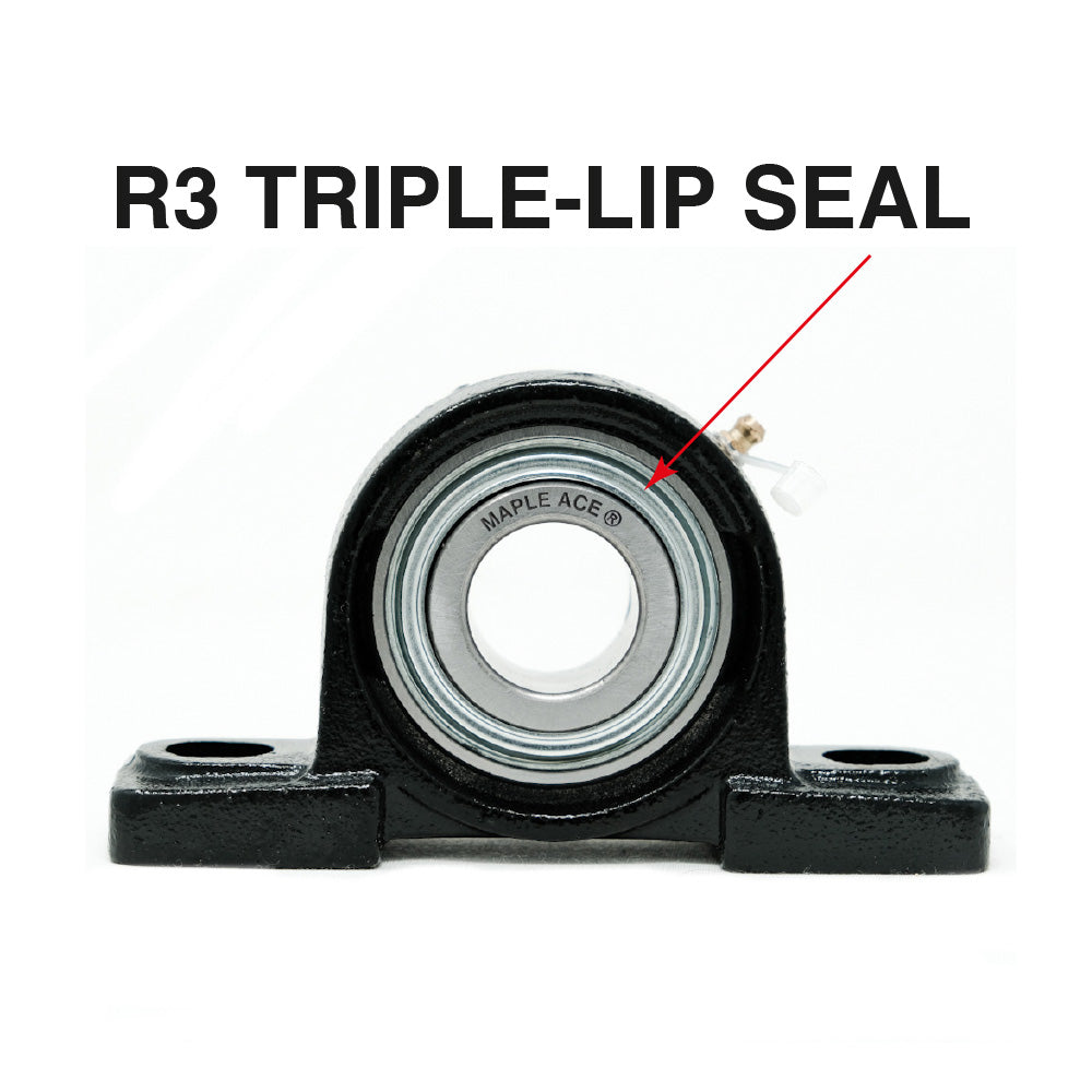 UCP208 40mm R3 Triple-Lip Seal Pillow Block Bearing 2-Bolt Solid